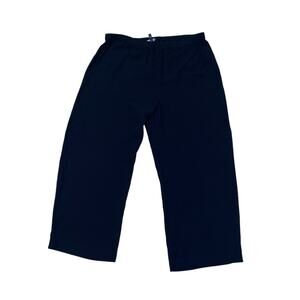 Eileen Fisher Black Silk Wide Leg Elastic Waist Pants Size Small